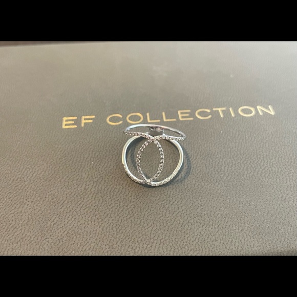 EF Collection 14k White Gold Diamond Infinity Statement Ring Size 7 - Picture 2 of 4